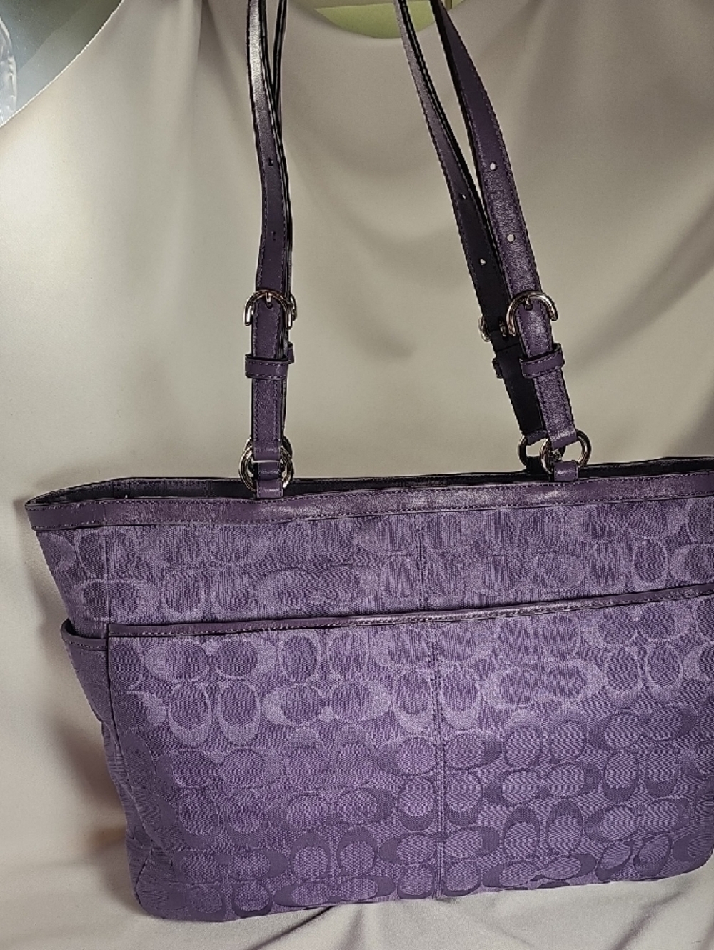 Coach Purple Signature Tote with Matching Wallet and Checkbook Cover - Picture 2 of 16